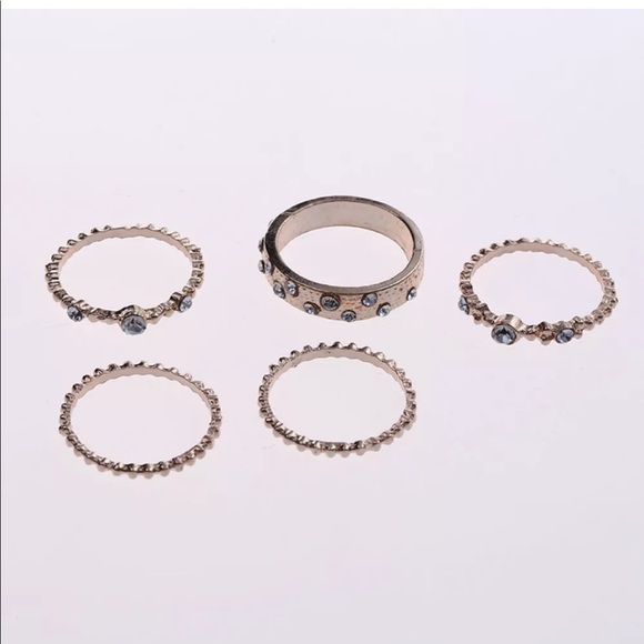 5Pcs/Set Crystal Rose Gold rings - Picture 5 of 5